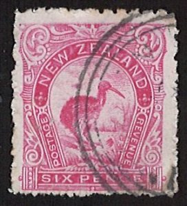 1902-1908 Birds New Zealand 6 Pence Postage Revenue (LL-13)