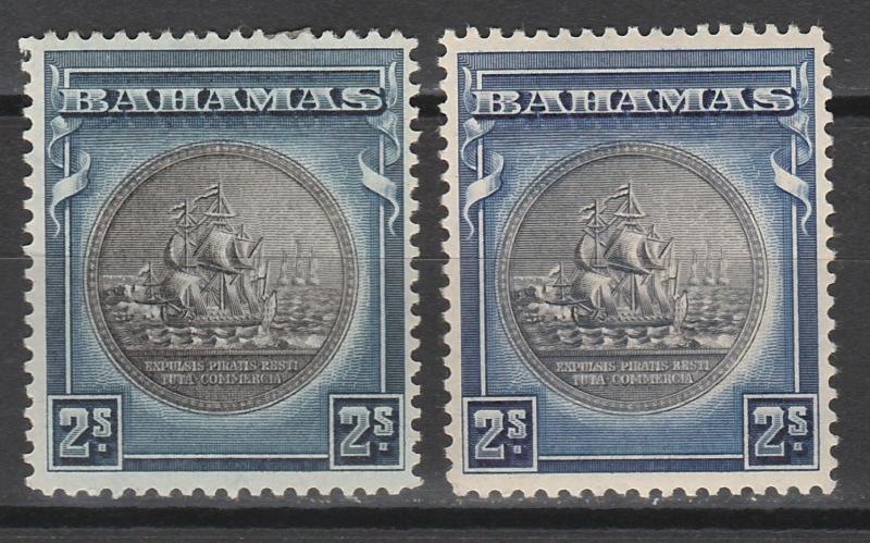 BAHAMAS 1931 SHIP SEAL OF COLONY 2/- 2 SHADES