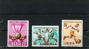 LIBERIA 1966 Sc#444-446 SOCCER WORLD CUP ENGLAND SET OF 3 STAMPS MNH 