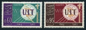 Algeria 339-340, MNH. Michel 439-440. ITU-100, 1965. Emblem.