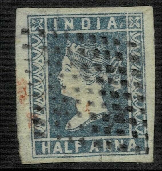     INDIA 1854  qv 1/2as  litho fine used  rare fine cds good  