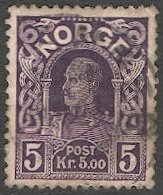 NORWAY 1918 Sc 73  5kr  King Haakon Used, VF