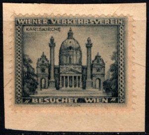 Vintage Austria Poster Stamp Vienna Traffic Association View of Charles Church