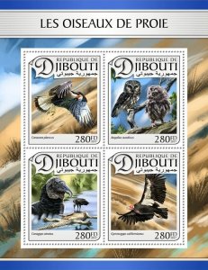 [250 22]- YEAR 2017 - DJIBOUTI  - BIRDS OF PREY    4V   complet set  MNH/**