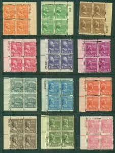 US #803-830, ½¢ - 30¢ Prexies, Plate No. Blocks of 4, og, NH, VF, Scott $128.55