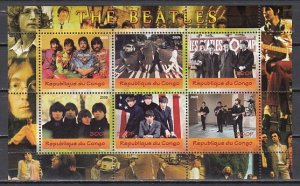 Congo Rep., 2009 issue. The Beatles sheet of 6.