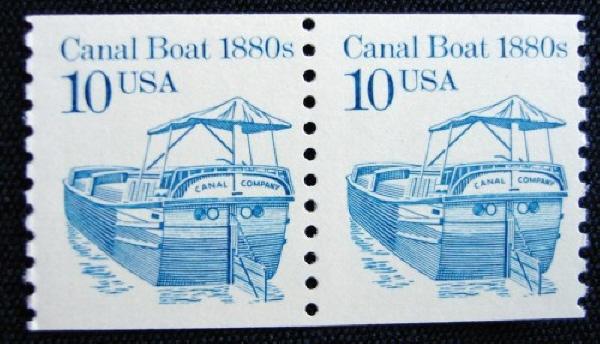 2257 Canal Boat F-VF MNH coil pair