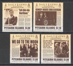 Ft196 2013 Pitcairn Islands In Memory Of John F. Kennedy Space #890-93 Set Mnh