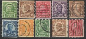 US 1923-29 Sc# 597-606 Used G/VG - Nice used coils