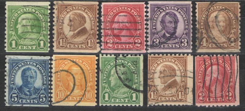 US 1923-29 Sc# 597-606 Used G/VG - Nice used coils