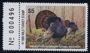 Minnesota 1999 Wild Turkey Stamp  # MNTK-3