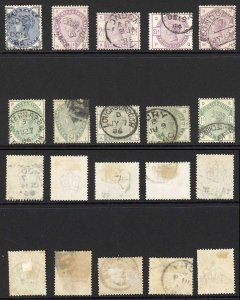 SG187/196 QV Green and lilacs Set 1/2d to 1/- 10 values Cat 1600 pounds