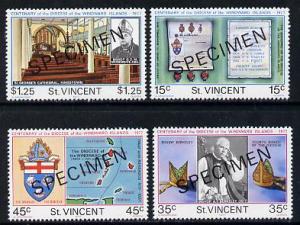 St Vincent 1977 Centenary of Diocese set of 4 opt'd Speci...