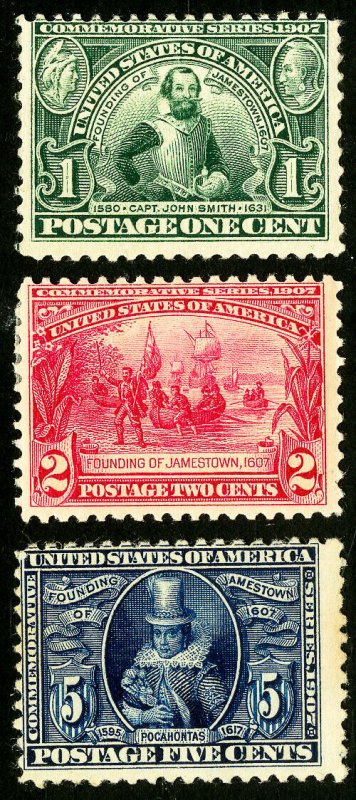 US Stamps # 328-30 MH Fresh AV/OG Fresh color