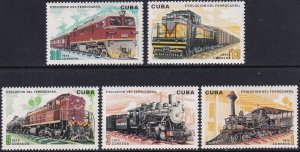 Sc# 2010 / 2014 Cuba 1975 Locomotives RR history complete set MNH CV: $7.35