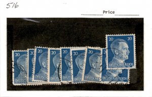 Germany, Postage Stamp, #516 Lot Used, 1941 World War 2, Hitler (AE)