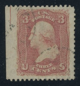 USA 65 - 3 cent Washington - Huge JUMBO with faint cancel - vertical crease