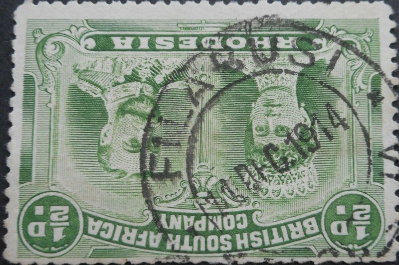 Rhodesia Double Head HalfPenny with FILABUSI broken DEC (DC) postmark