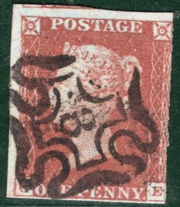 GB QV PENNY RED Stamp SG.8 1d Used NUMBER *3* MALTESE CROSS MX Cat £225- YOR129