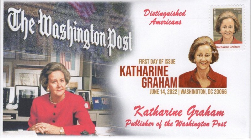 22-123, 2022 ,Katharine Graham, Digital Color Postmark, First Day Cover, Washing