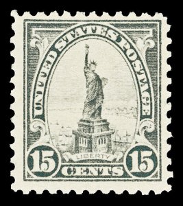 Scott 566 1922 15c Liberty Perforated 11 Flat Plate Issue Mint F-VF LH Cat $16