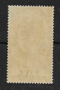 GIBRALTAR SG108 1925 £5 VIOLET & BLACK MTD MINT