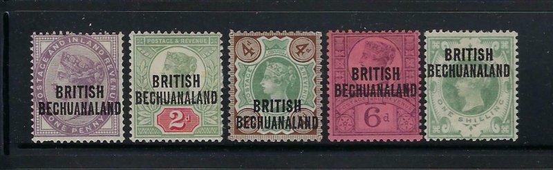 BECHUANALAND PROTECTORATE SCOTT #33-37 1891-94 GREAT BRITAIAN OVPTS- MINT HINGED