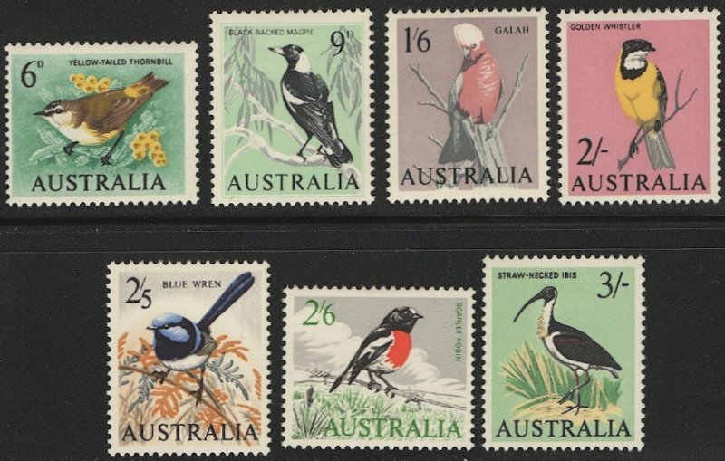 AUSTRALIA 1963 Sc 367-73 Mint LH VF,  BIRDS