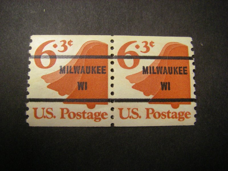 Precancel - Scott 1518a - Pair - WI - Milwaukee - MNH Coil Beauty