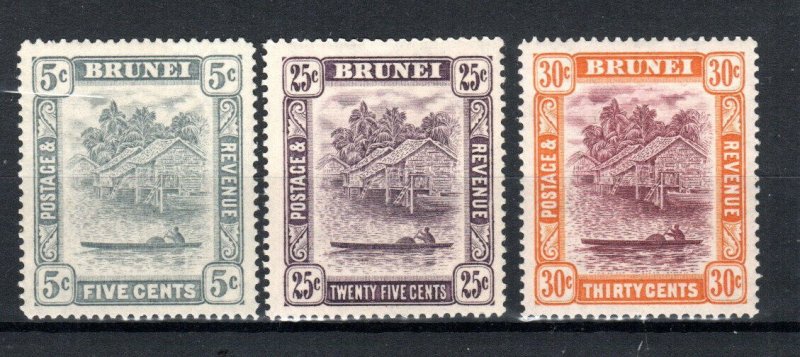 Brunei 1931 5c, 25c Und 30c Ansicht Auf River Eigenschaften Sg 67, 75 76 MH