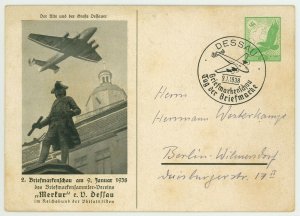 GERMANY 1938 DESSAU Stamp Show LuftPost Special Postmark Airmail Stationery Card