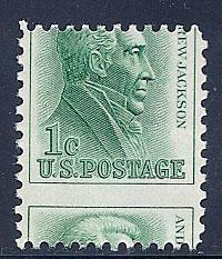 #1209 Jackson 1c Misperforated Horizontally Mint NH