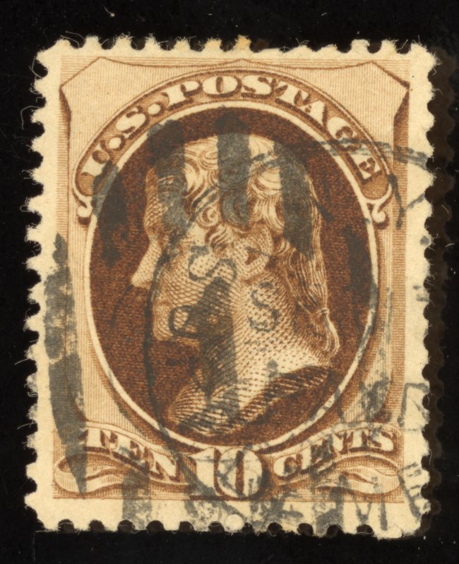 US Scott 187 Used 10c brown Thomas Jefferson, w/o Secret Mark Lot Q015 bhmstamps