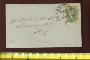 Confederate States 1 Used Stamp on Small Cover with Nice Cancel (CSA1-CVR A5)