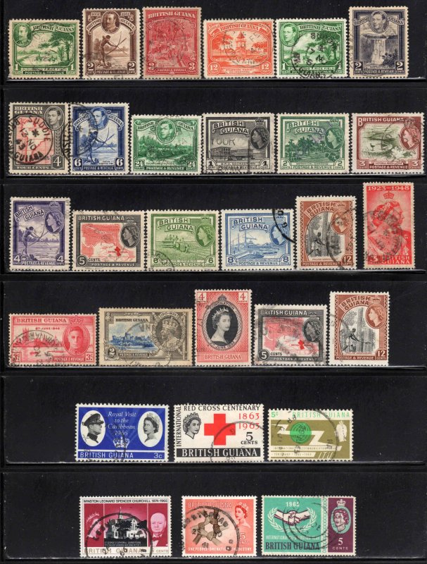 British Guiana ~ Group of 29 Different Stamps ~ Used, MX