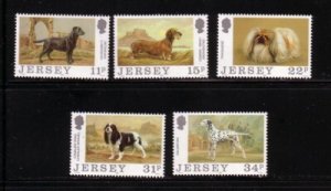 Jersey Sc 447-51 1988 100th Anniversary Dog Club  stamp set mint NH