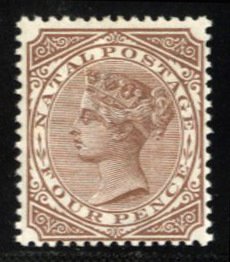 Natal #70 Cat$17.50, 1892 4p brown, hinged