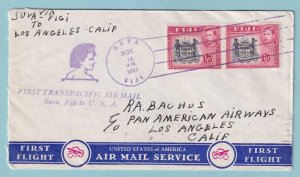 FIJI 1941 FIRST FLIGHT COVER FROM SUVA FIJI TO LOS ANGELES CALIFORNIA - CV337