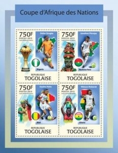 Togo - African Nations Cup, Soccer - 4 Stamp Sheet - 20H-575