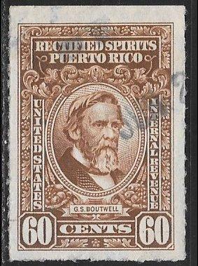 Puerto Rico, 60c G.S. Boutwell Rectified Spirits, used, VF+
