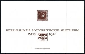 1981 Austria Commemorative Sheet WIPA International Postal Stamp Exhibition