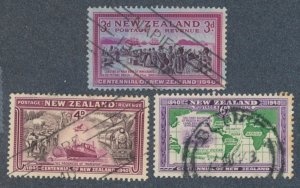 NEW ZEALAND Sc 234-35,237 USED - 1940 Centennial Issue - Partial Set