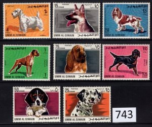 $1 World MNH Stamps (0743), Umm Al Qiwain, Dogs, set of 8 (743), Free Shipping