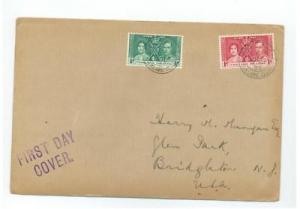 1937 Falkland Islands King George VI Coronation  FDC firs...