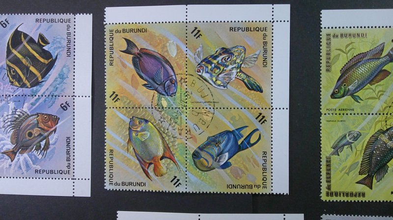 Burundi 1974 Fish Definitive Scott# 449-454 + C207-212 CPL Used set of 48 (12X4)