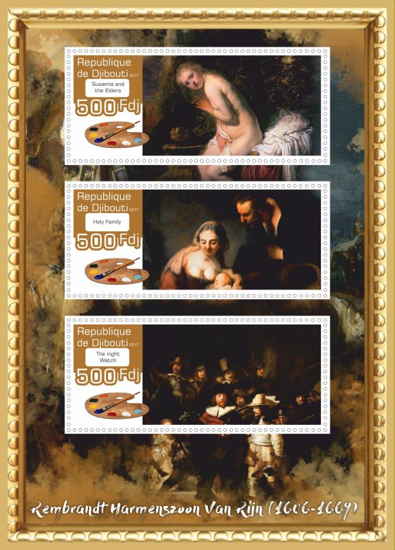 Stamps.Art, painting, Rembrandt 2017 year 19 sheets perforated MNH**