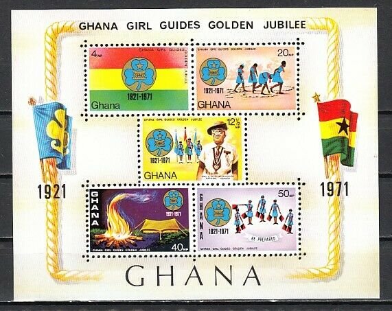 Ghana, Scott cat. 425a. Girl Guides Golden Jubilee s/sheet.