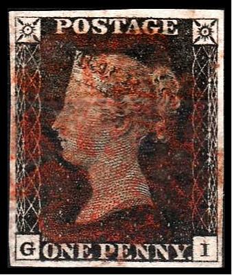 Great Britain Penny Black - 4 Margins