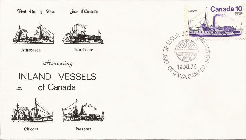 1976 Canada (NR) FDC - Sc 700-3 - Inland Vessels - set of 4