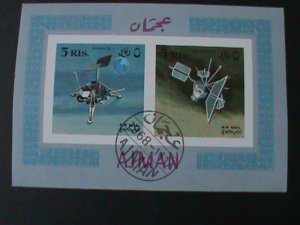 ​AJMAN-1968- AIRMAIL-SPACE PROGRAMS  CTO IMPERF S/S VF- FANCY CANCEL LAST ONE